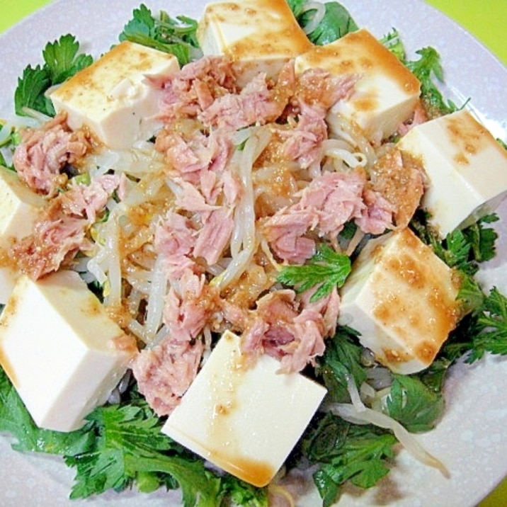 もやしと豆腐春菊ツナのごまサラダ レシピ 作り方 By Mint74 楽天レシピ もやしと豆腐春菊ツナのごまサラダ レシピ 作り方 By Mint74 楽天レシピ